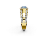 Yellow gold Fancy Blue Cushion  Cut Halo Split Shank Diamond Ring with Four-Prong Setting_47