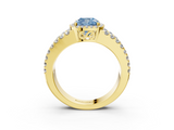 Yellow gold Fancy Blue Cushion  Cut Halo Split Shank Diamond Ring with Four-Prong Setting_48