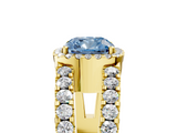 Yellow gold Fancy Blue Cushion  Cut Halo Split Shank Diamond Ring with Four-Prong Setting_50