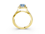 Yellow gold Fancy Blue Cushion  Cut Halo Split Shank Pave Set Ring_65