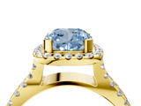 Yellow gold Fancy Blue Cushion  Cut Halo Split Shank Pave Set Ring_66