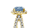 Yellow gold Fancy Blue Cushion  Cut Halo Split Shank Pave Set Ring_67