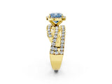 Yellow gold Fancy Blue Cushion  Cut Halo Split Shank Prong Setting Ring_14