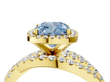 Yellow gold Fancy Blue Cushion  Cut Halo Split Shank Prong Setting Ring_16