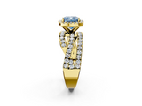 Yellow gold Fancy Blue Cushion  Cut Halo Split Shank Prong Setting Ring_62