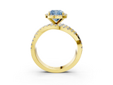 Yellow gold Fancy Blue Cushion  Cut Halo Split Shank Prong Setting Ring_63