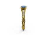 Yellow gold Fancy Blue Cushion  Cut Milgrain Channel Set Engagement Ring with Solitaire Prong Setting_50