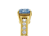 Yellow gold Fancy Blue Cushion  Cut Milgrain Channel Set Engagement Ring with Solitaire Prong Setting_53