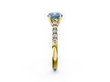 Yellow gold Fancy Blue Cushion  Cut Pavé Band Solitaire Ring with Four-Prong Setting_24