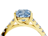 Yellow gold Fancy Blue Cushion  Cut Pavé Band Solitaire Ring with Four-Prong Setting_26