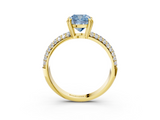 Yellow gold Fancy Blue Cushion  Cut Pave Diamond Engagement Ring with Channel Set Band and Four-Prong Setting_23