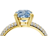 Yellow gold Fancy Blue Cushion  Cut Pave Diamond Engagement Ring with Channel Set Band and Four-Prong Setting_24