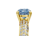 Yellow gold Fancy Blue Cushion  Cut Pave Diamond Engagement Ring with Channel Set Band and Four-Prong Setting_25