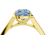 Yellow gold Fancy Blue Cushion Cut Solitaire Cathedral Diamond Engagement Ring with Channel-Set Band and Four-Prong Setting_7