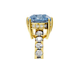 Yellow gold Fancy Blue Cushion Cut Solitaire Diamond Engagement Ring with Pavé Band and Six-Prong Setting_17