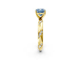 Yellow gold Fancy Blue Cushion Cut Solitaire Diamond Engagement Ring with Twisted Pave Band and Four-Prong Setting_5