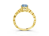 Yellow gold Fancy Blue Cushion Cut Solitaire Diamond Ring with Infinity Twist Band and Four-Prong Setting_15