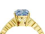 Yellow gold Fancy Blue Cushion Cut Solitaire Diamond Ring with Infinity Twist Band and Four-Prong Setting_16