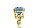 Yellow gold Fancy Blue Cushion Cut Solitaire Diamond Ring with Infinity Twist Band and Four-Prong Setting_17