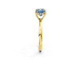 Yellow gold Fancy Blue Cushion Cut Solitaire Diamond Ring with Prong Setting and Plain Band_2