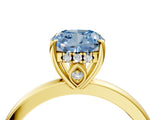 Yellow gold Fancy Blue Cushion Cut Solitaire Diamond Ring with Prong Setting and Plain Band_4