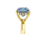 Yellow gold Fancy Blue Cushion Cut Solitaire Diamond Ring with Prong Setting and Plain Band_5