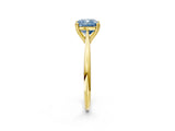 Yellow gold Fancy Blue Cushion Cut Solitaire Diamond Ring with Six-Prong Setting and Classic Band_14