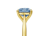 Yellow gold Fancy Blue Cushion Cut Solitaire Diamond Ring with Six-Prong Setting and Classic Band_17