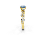 Yellow gold Fancy Blue Cushion  Cut Solitaire Diamond Twisted Band with Pave Setting_48