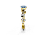 Yellow gold Fancy Blue Cushion  Cut Solitaire Diamond Twisted Band with Pave Setting_49