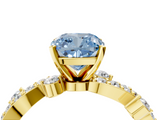 Yellow gold Fancy Blue Cushion  Cut Solitaire Diamond Twisted Band with Pave Setting_52