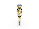 Yellow gold Fancy Blue Cushion  Cut Solitaire Diamond with Side Stones on Criss-Cross Band and Four-Prong Setting_5