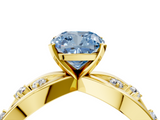 Yellow gold Fancy Blue Cushion  Cut Solitaire Diamond with Side Stones on Criss-Cross Band and Four-Prong Setting_7