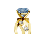 Yellow gold Fancy Blue Cushion  Cut Solitaire Diamond with Side Stones on Criss-Cross Band and Four-Prong Setting_8