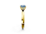 Yellow gold Fancy Blue Cushion  Cut Solitaire Engagement Ring with Flat Band and Four-Prong Setting 3
