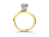 Yellow gold Fancy Blue Cushion  Cut Solitaire Engagement Ring with Flat Band and Four-Prong Setting 4