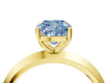 Yellow gold Fancy Blue Cushion  Cut Solitaire Engagement Ring with Flat Band and Four-Prong Setting 5