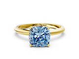 Yellow gold Fancy Blue Cushion  Cut Solitaire Engagement Ring with Four-Prong Setting and Classic Band_20