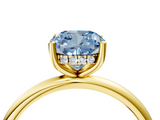 Yellow gold Fancy Blue Cushion  Cut Solitaire Engagement Ring with Four-Prong Setting and Classic Band_24