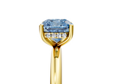 Yellow gold Fancy Blue Cushion  Cut Solitaire Engagement Ring with Four-Prong Setting and Classic Band_25