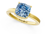 Yellow gold Fancy Blue Cushion  Cut Solitaire Engagement Ring with Four-Prong Setting on a Classic Band_21