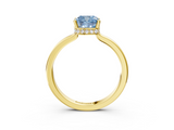 Yellow gold Fancy Blue Cushion  Cut Solitaire Engagement Ring with Four-Prong Setting on a Classic Band_23
