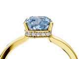 Yellow gold Fancy Blue Cushion  Cut Solitaire Engagement Ring with Four-Prong Setting on a Classic Band_24