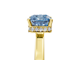 Yellow gold Fancy Blue Cushion  Cut Solitaire Engagement Ring with Four-Prong Setting on a Classic Band_25