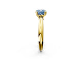 Yellow gold Fancy Blue Cushion  Cut Solitaire Engagement Ring with Tapered Band and Four-Prong Setting 2