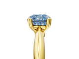 Yellow gold Fancy Blue Cushion  Cut Solitaire Engagement Ring with Tapered Band and Four-Prong Setting 5