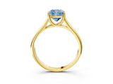 Yellow gold Fancy Blue Cushion Cut Solitaire Engagement Ring with Tapered Band and Four-Prong Setting_6