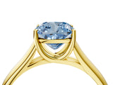 Yellow gold Fancy Blue Cushion Cut Solitaire Engagement Ring with Tapered Band and Four-Prong Setting_7