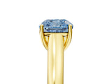 Yellow gold Fancy Blue Cushion Cut Solitaire Engagement Ring with Tapered Band and Four-Prong Setting_8