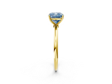 Yellow gold Fancy Blue Cushion  Cut Solitaire Engagement Ring with Thin Band and Four-Prong Setting_5